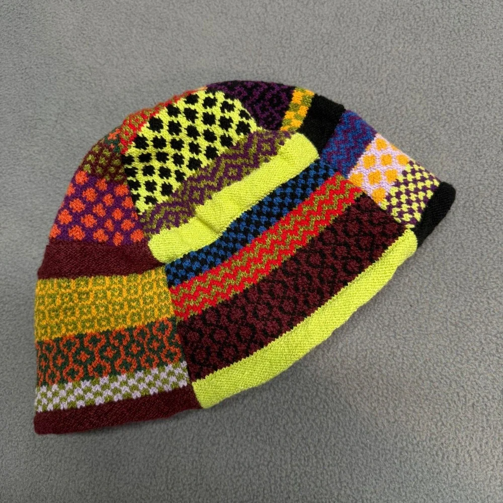 Solmate Socks Multi‎ Color Knit Patchwork Bucket Hat OS Boho Recycled Cotton